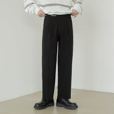 Zhou Cloth Belt Bootcut Trousers-korean-fashion-Pants-Zhou's Closet-OH Garments