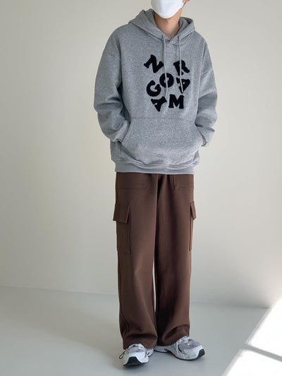 Zhou Cluttered Fuzzy Letters Kangaroo Pocket Hoodie-korean-fashion-Hoodie-Zhou's Closet-OH Garments