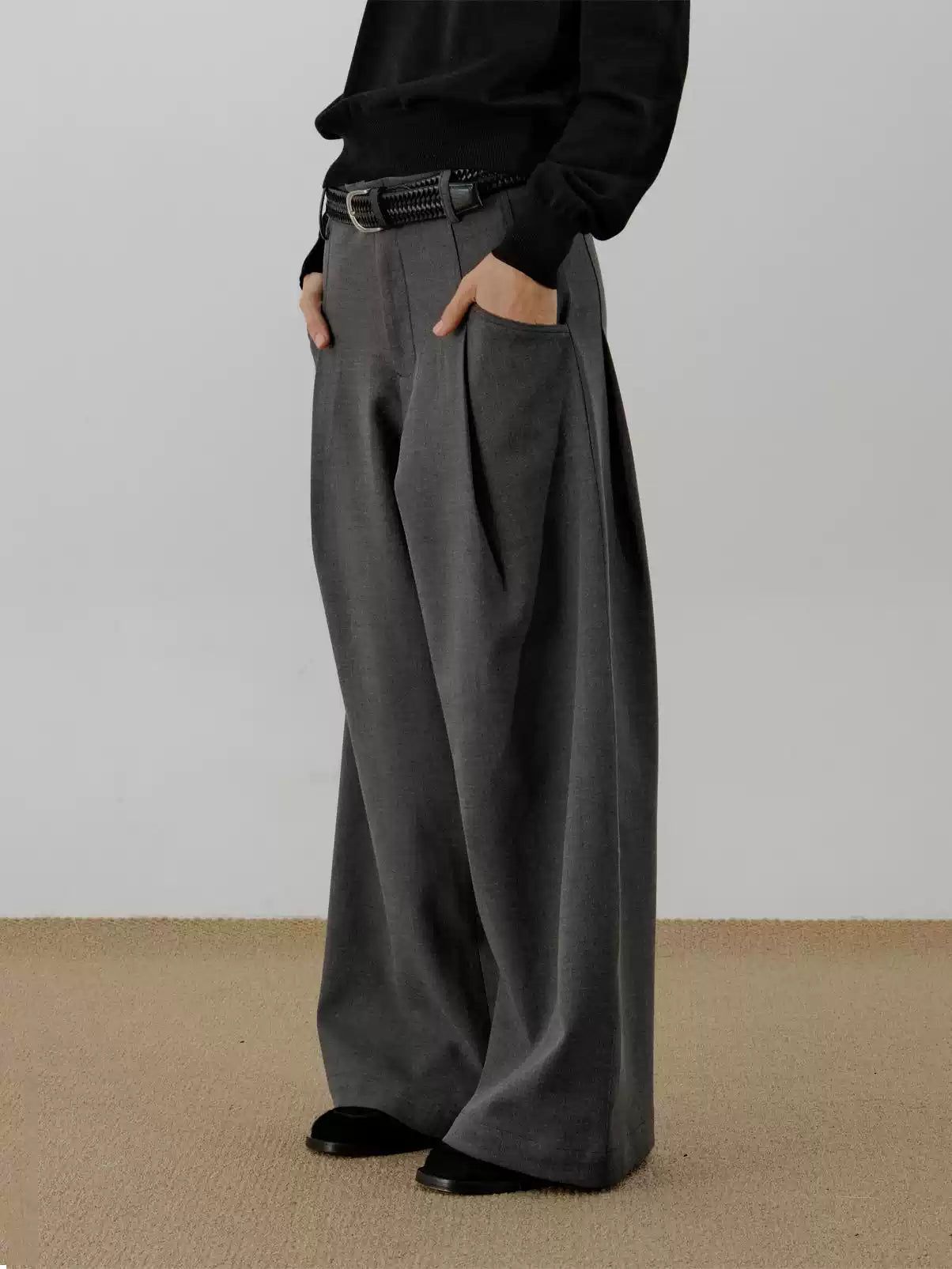 Zhou Comfy Pleated Trousers-korean-fashion-Trousers-Zhou's Closet-OH Garments