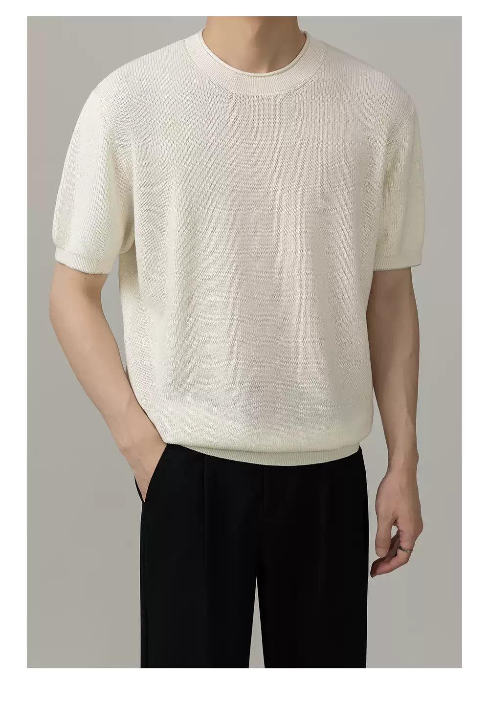 Zhou Comfy Ribbed Knit T-Shirt-korean-fashion-T-Shirt-Zhou's Closet-OH Garments