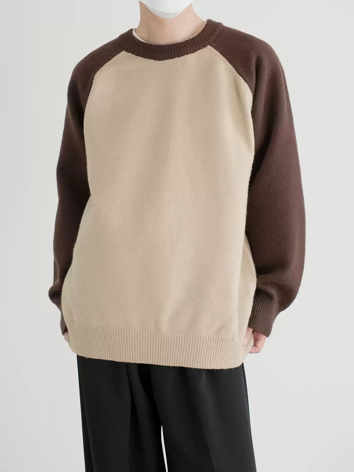 Zhou Contrast Color Raglan Sleeves Sweater-korean-fashion-Sweater-Zhou's Closet-OH Garments