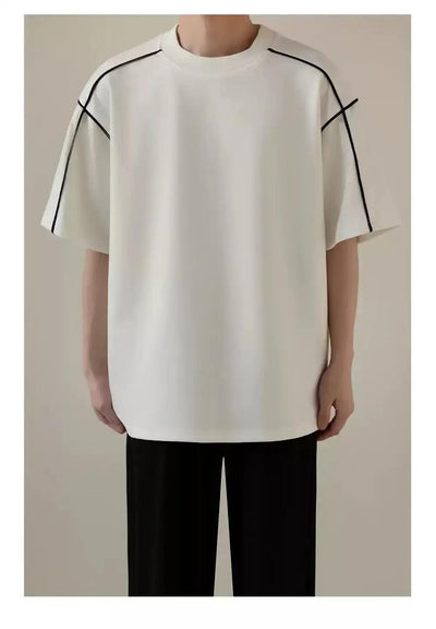 Zhou Contrast Piping T-Shirt-korean-fashion-T-Shirt-Zhou's Closet-OH Garments