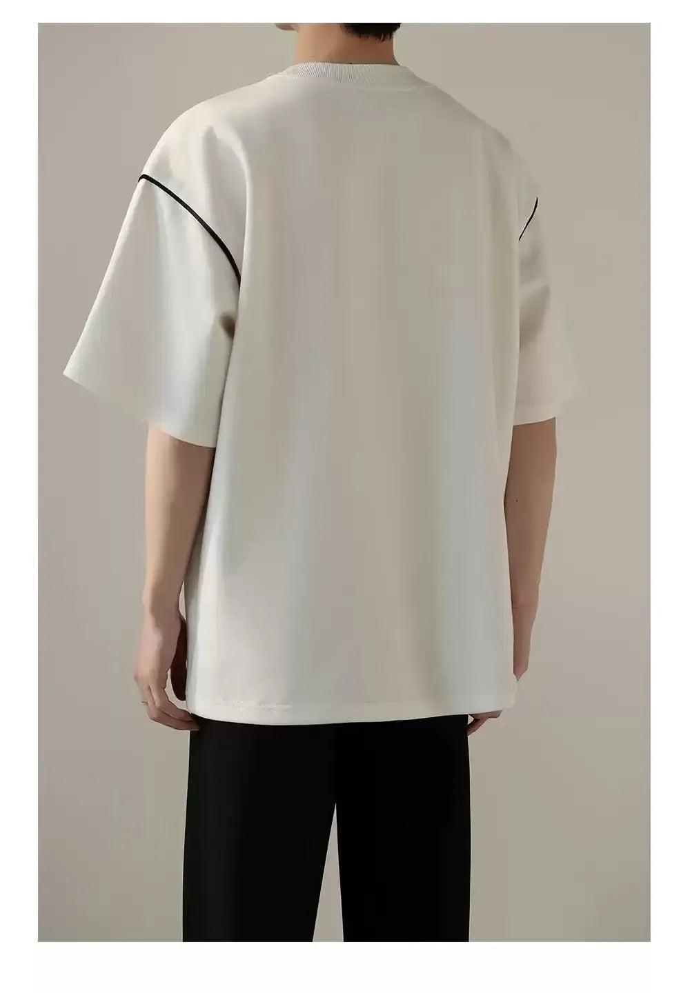 Zhou Contrast Piping T-Shirt-korean-fashion-T-Shirt-Zhou's Closet-OH Garments