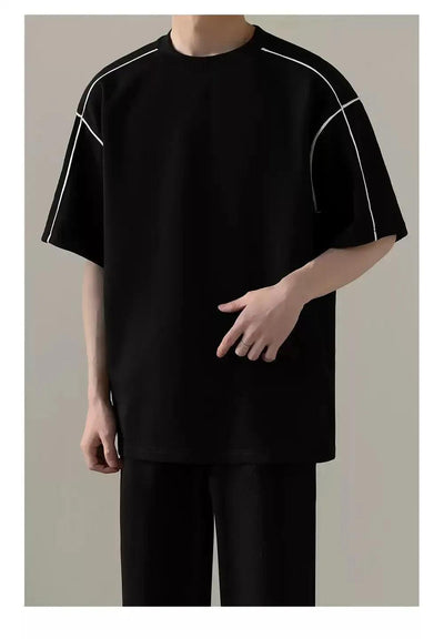 Zhou Contrast Piping T-Shirt-korean-fashion-T-Shirt-Zhou's Closet-OH Garments