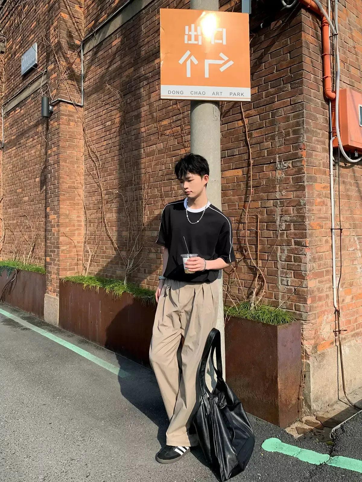 Zhou Contrast Raglan Sleeves T-Shirt-korean-fashion-T-Shirt-Zhou's Closet-OH Garments