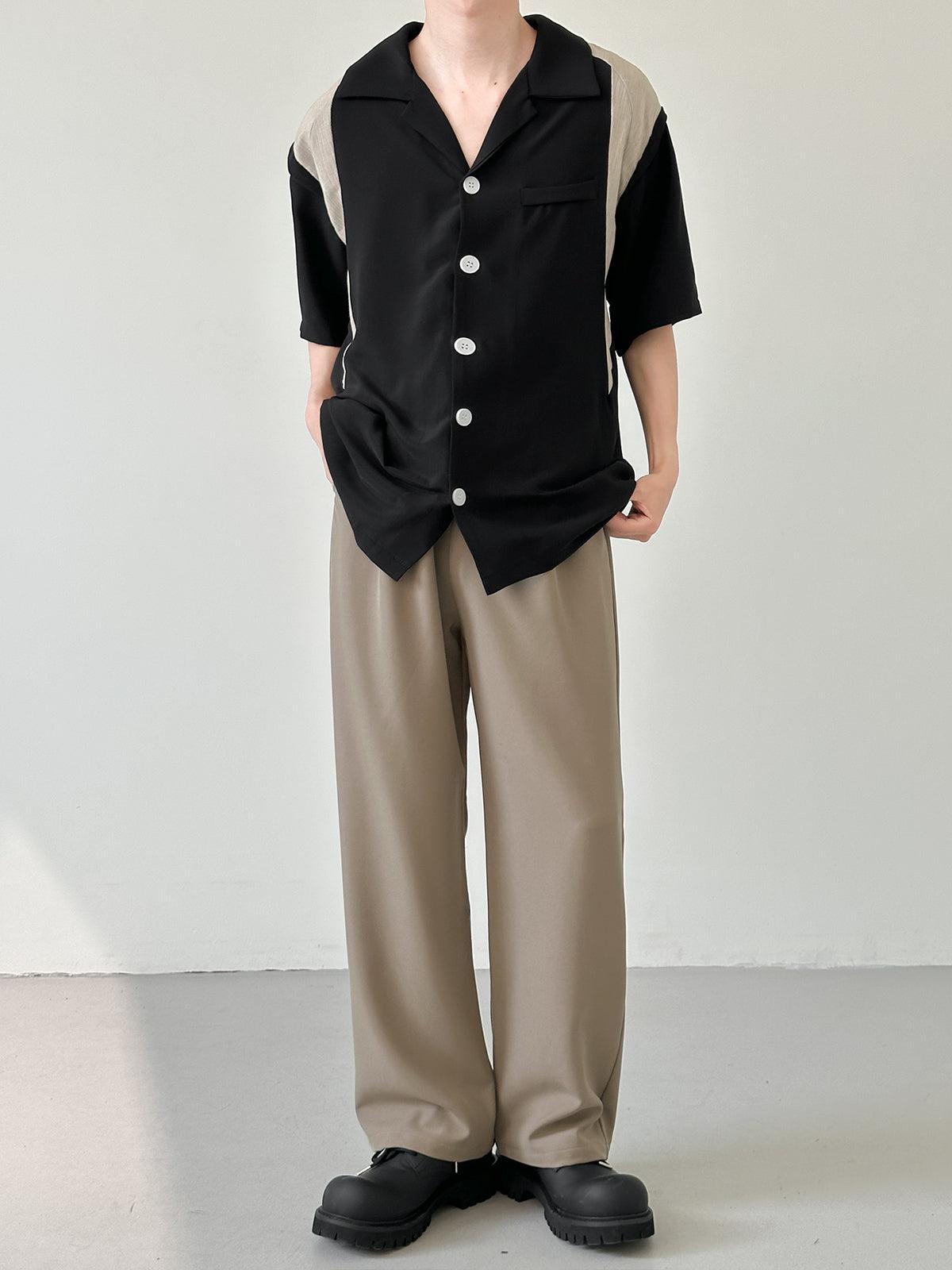 Zhou Contrast Shoulder Blade Buttoned Shirt-korean-fashion-Shirt-Zhou's Closet-OH Garments