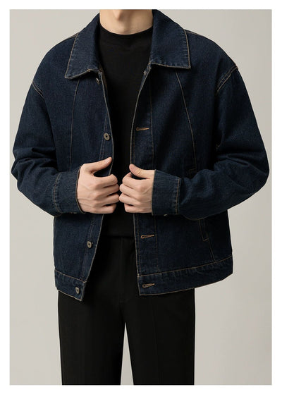 Zhou Contrast Stitches Denim Jacket-korean-fashion-Jacket-Zhou's Closet-OH Garments