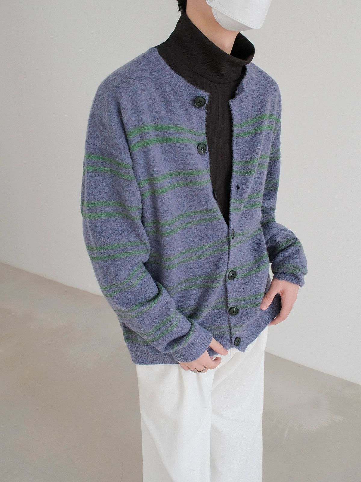 Zhou Contrast Striped Knit Cardigan-korean-fashion-Cardigan-Zhou's Closet-OH Garments