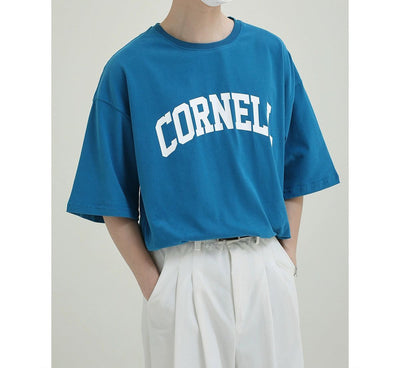 Zhou Cornell Text Print T-Shirt-korean-fashion-T-Shirt-Zhou's Closet-OH Garments