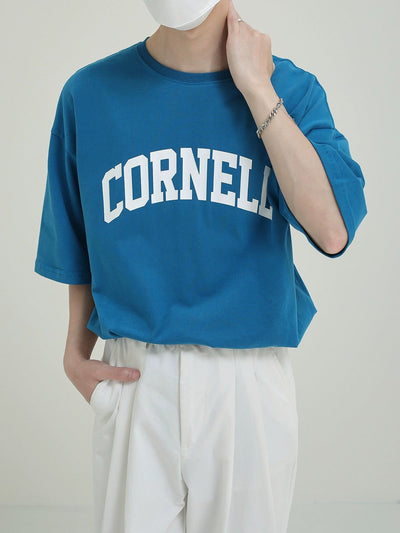 Zhou Cornell Text Print T-Shirt-korean-fashion-T-Shirt-Zhou's Closet-OH Garments