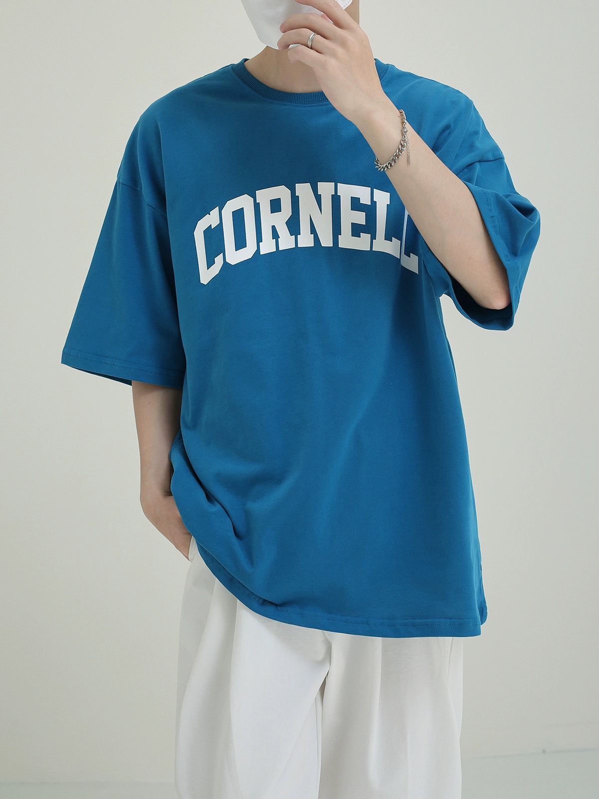 Zhou Cornell Text Print T-Shirt-korean-fashion-T-Shirt-Zhou's Closet-OH Garments