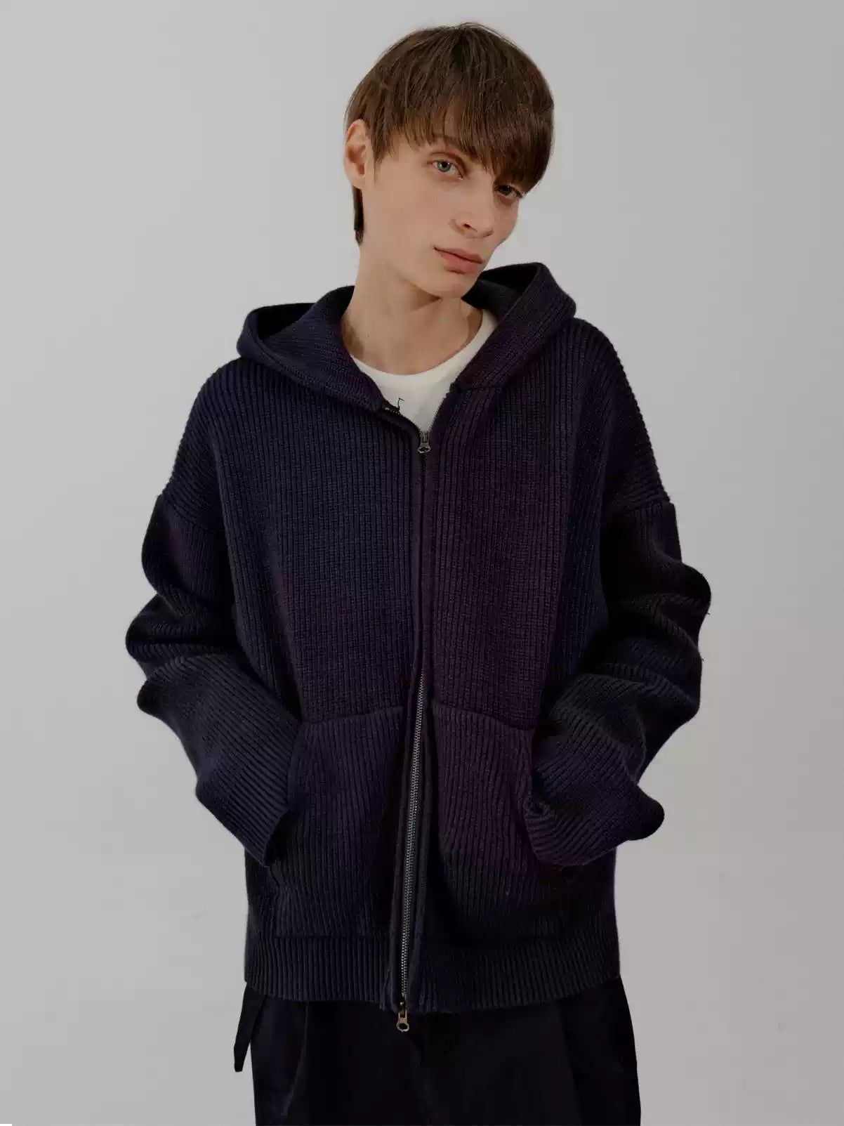 Zhou Cozy Knit Zip-Up Hoodie-korean-fashion-Hoodie-Zhou's Closet-OH Garments