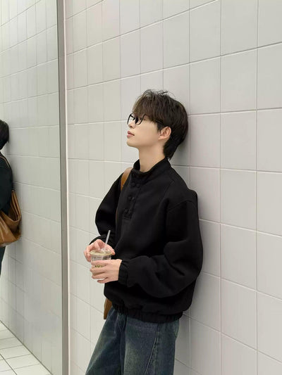 Zhou Cozy Snap Buttoned Crewneck-korean-fashion-Crewneck-Zhou's Closet-OH Garments