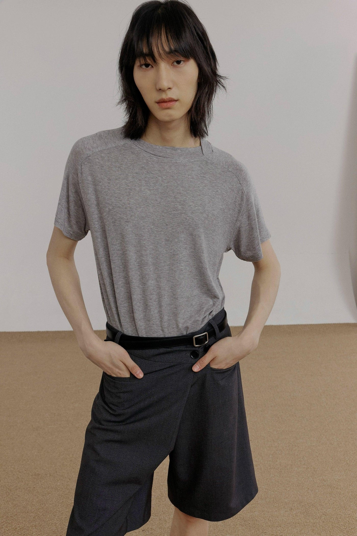 Zhou Cross-Neck Raglan Sleeve T-Shirt-korean-fashion-T-Shirt-Zhou's Closet-OH Garments