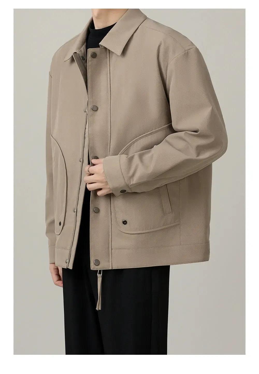 Zhou Curve Shaped Pocket Jacket-korean-fashion-Jacket-Zhou's Closet-OH Garments