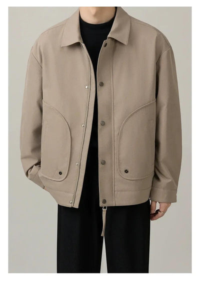 Zhou Curve Shaped Pocket Jacket-korean-fashion-Jacket-Zhou's Closet-OH Garments