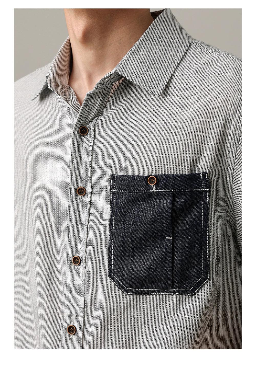 Zhou Denim Pocket Textured Shirt-korean-fashion-Shirt-Zhou's Closet-OH Garments