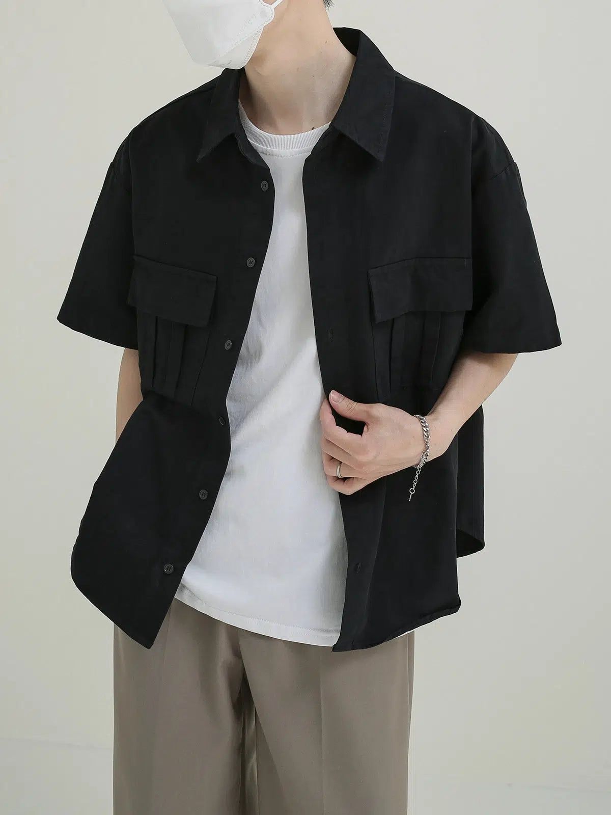 Zhou Double Flap Pocket Shirt-korean-fashion-Shirt-Zhou's Closet-OH Garments