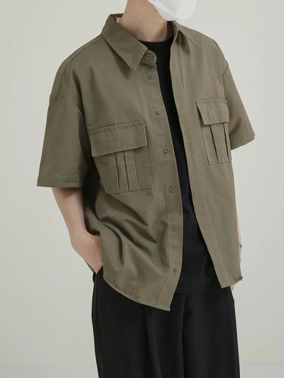 Zhou Double Flap Pocket Shirt-korean-fashion-Shirt-Zhou's Closet-OH Garments