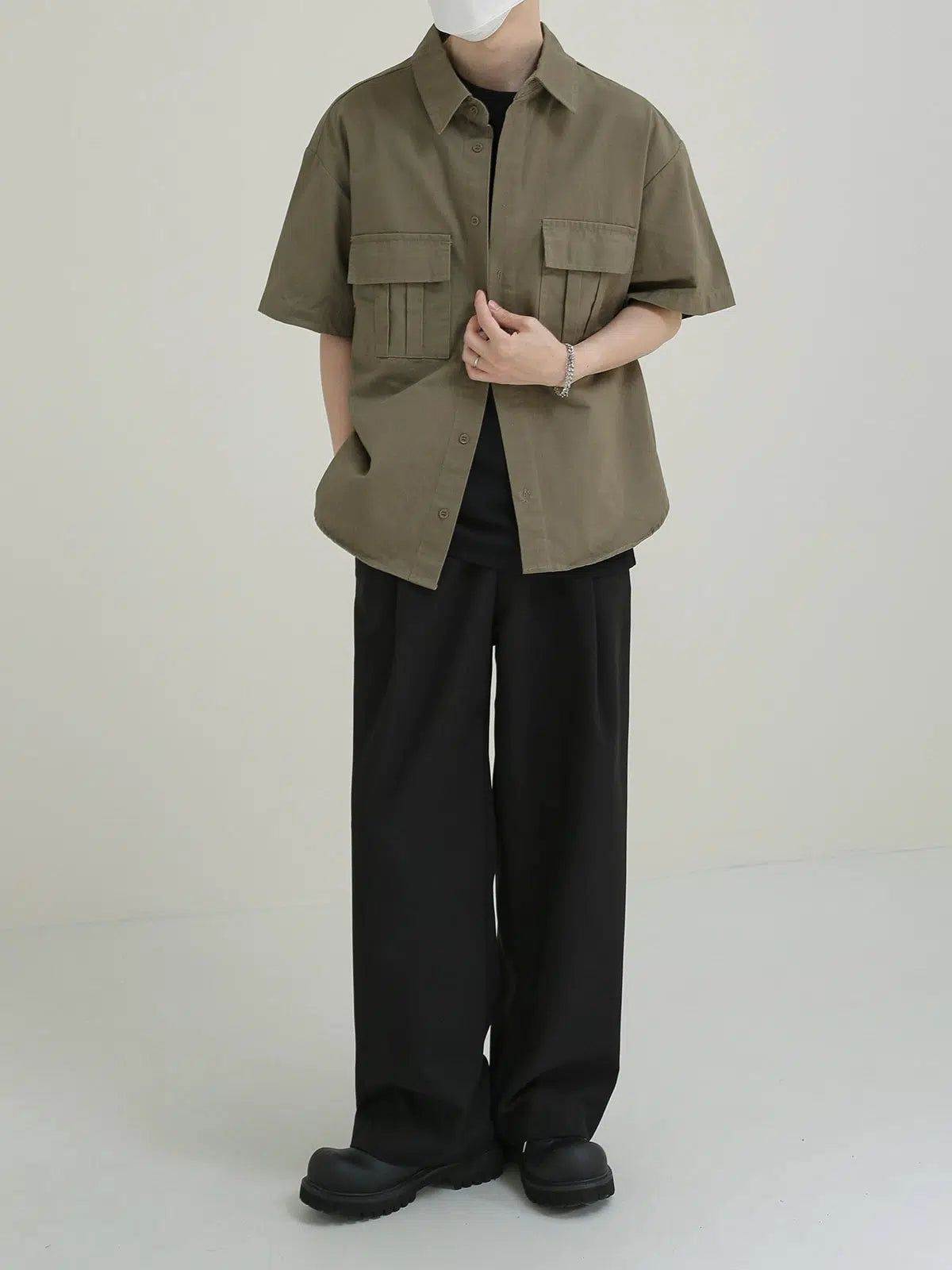 Zhou Double Flap Pocket Shirt-korean-fashion-Shirt-Zhou's Closet-OH Garments