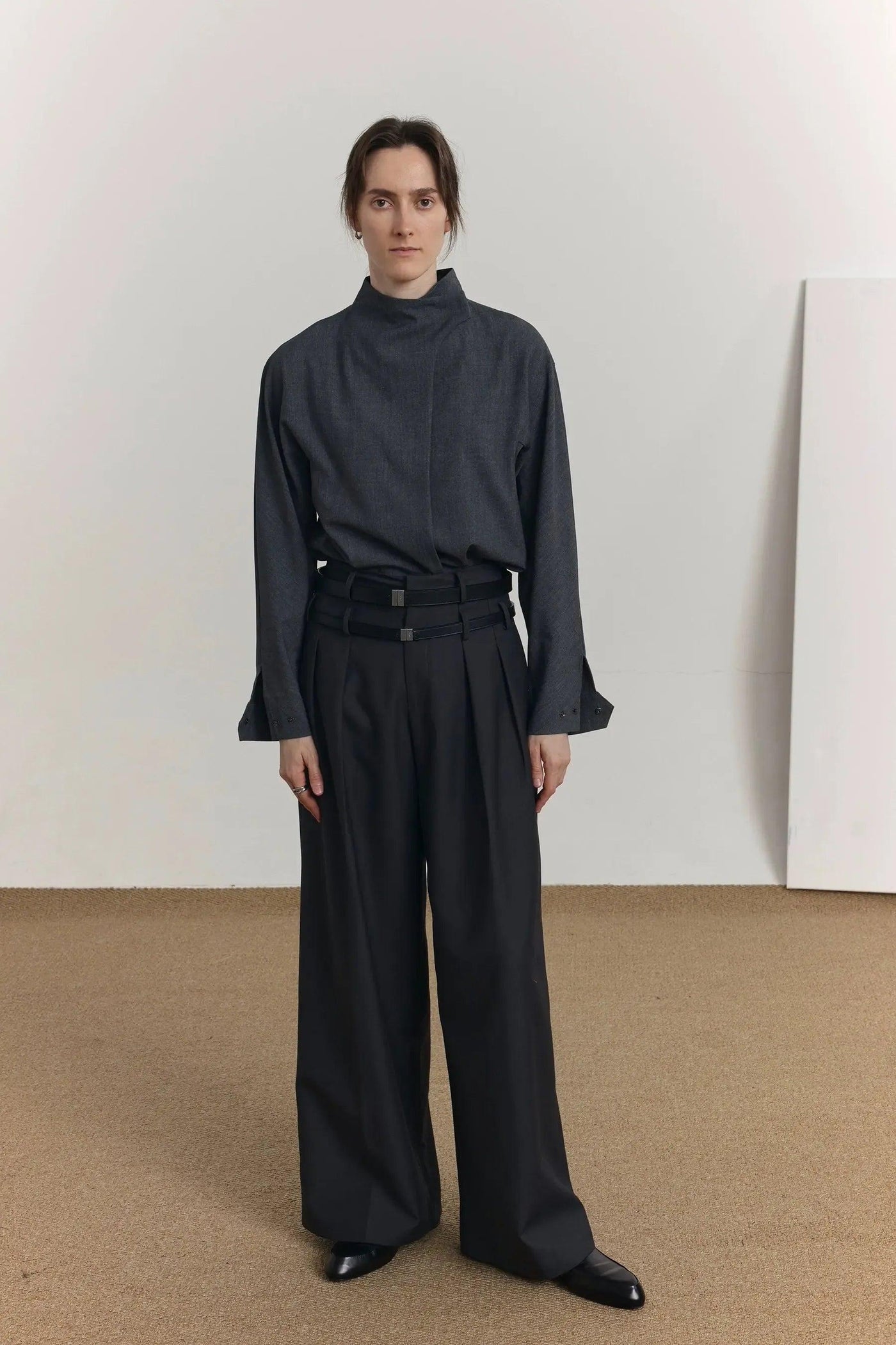 Zhou Double Waist Line Pleated Trousers-korean-fashion-Trousers-Zhou's Closet-OH Garments