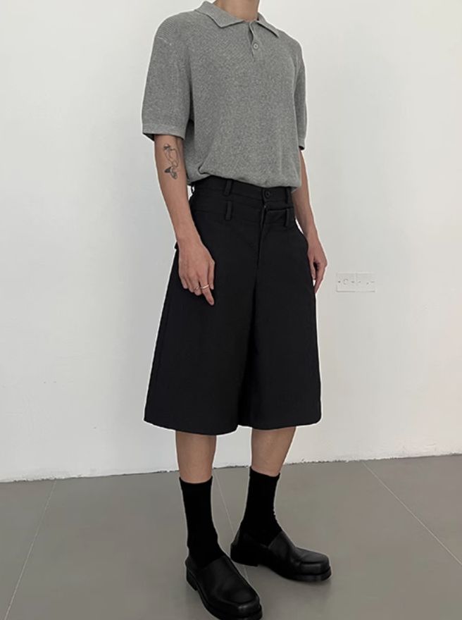 Zhou Double-Waisted Plain Shorts-korean-fashion-Shorts-Zhou's Closet-OH Garments