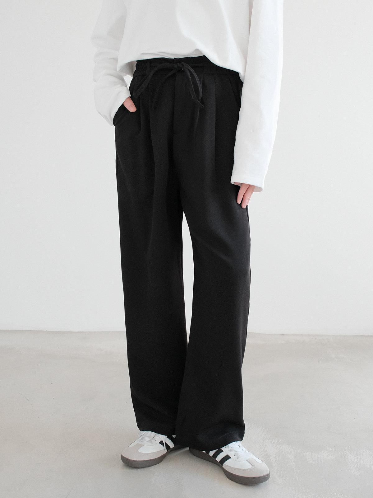 Zhou Drawstring Comfty Minimal Pants-korean-fashion-Pants-Zhou's Closet-OH Garments