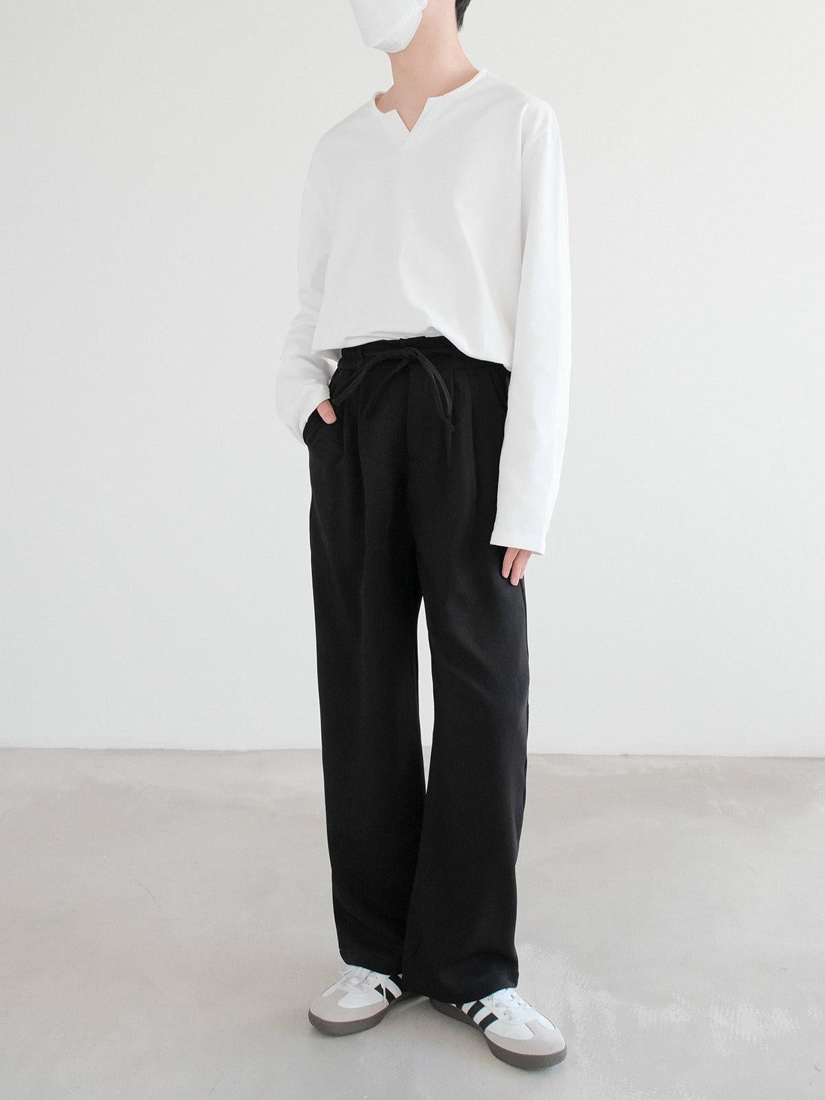 Zhou Drawstring Comfty Minimal Pants-korean-fashion-Pants-Zhou's Closet-OH Garments