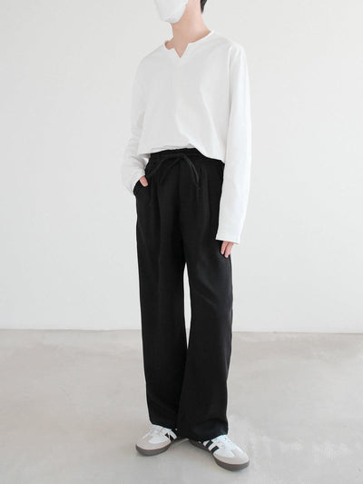 Zhou Drawstring Comfty Minimal Pants-korean-fashion-Pants-Zhou's Closet-OH Garments