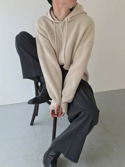 Zhou Drawstring Hooded Knit Jacket-korean-fashion-Jacket-Zhou's Closet-OH Garments