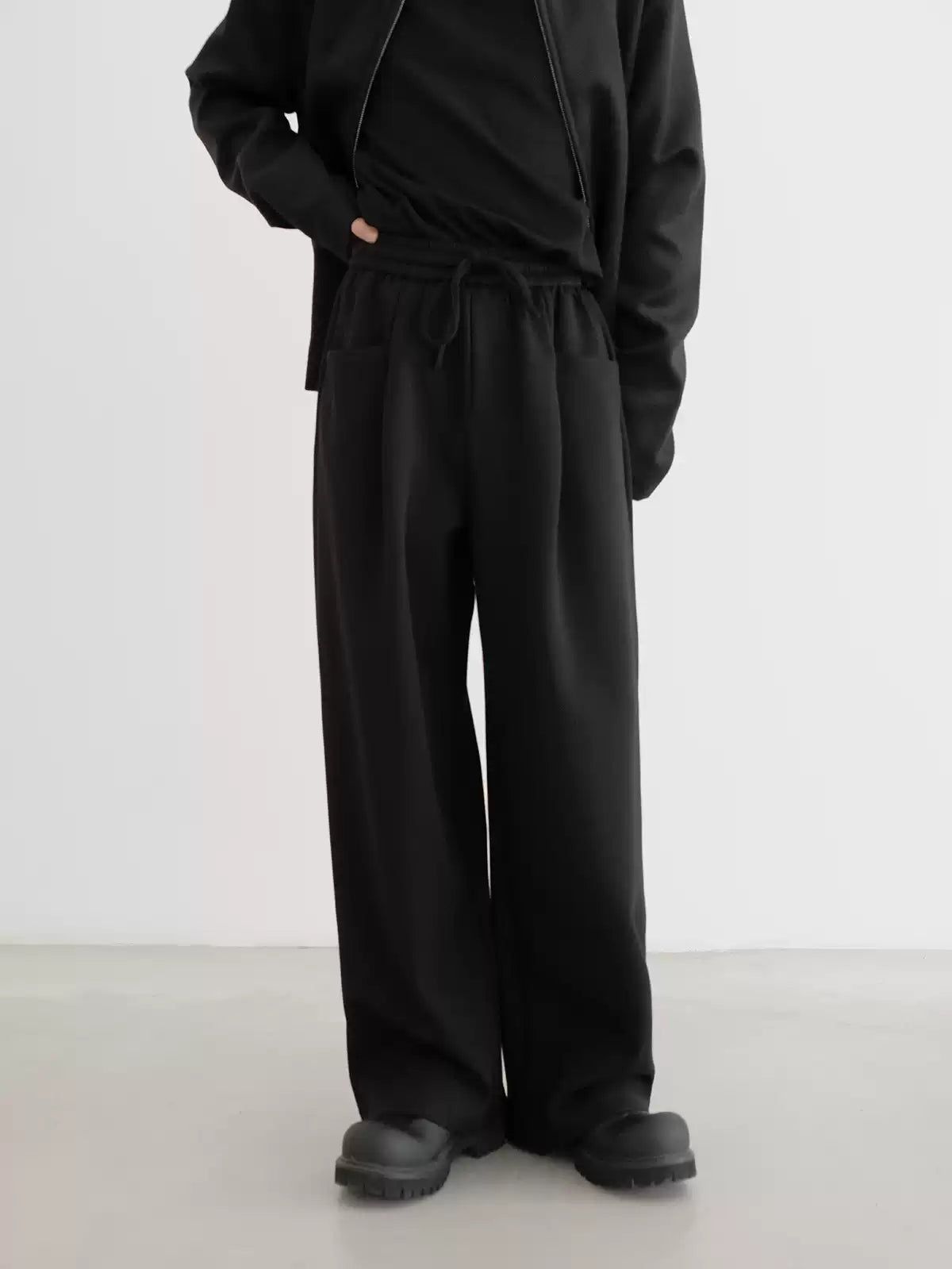 Zhou Drawstring Waist Wide Leg Sweatpants-korean-fashion-Pants-Zhou's Closet-OH Garments