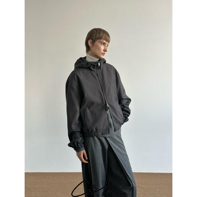 Zhou Drawstring Zip-Up Hooded Jacket-korean-fashion-Jacket-Zhou's Closet-OH Garments