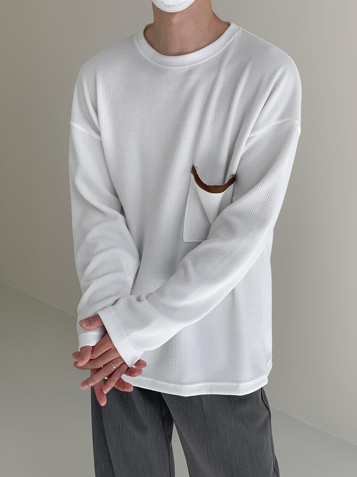 Zhou Drop Front Pocket Long Sleeves T-Shirt-korean-fashion-T-Shirt-Zhou's Closet-OH Garments