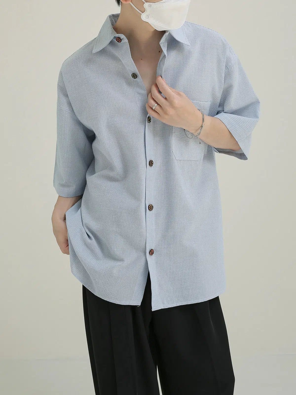 Zhou Drop Shoulder Textured Shirt-korean-fashion-Shirt-Zhou's Closet-OH Garments