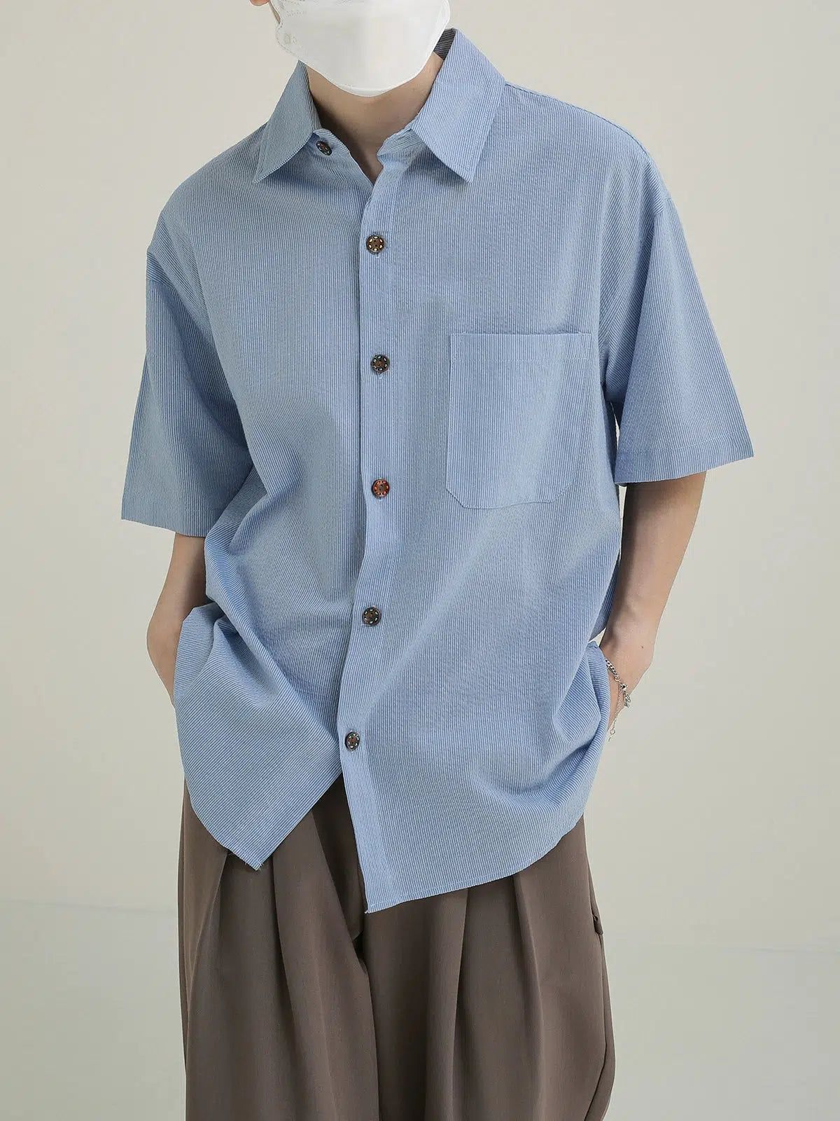 Zhou Drop Shoulder Textured Shirt-korean-fashion-Shirt-Zhou's Closet-OH Garments