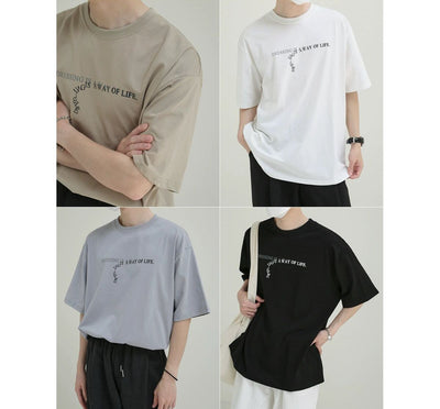 Zhou Dropping Quote Print T-Shirt-korean-fashion-T-Shirt-Zhou's Closet-OH Garments