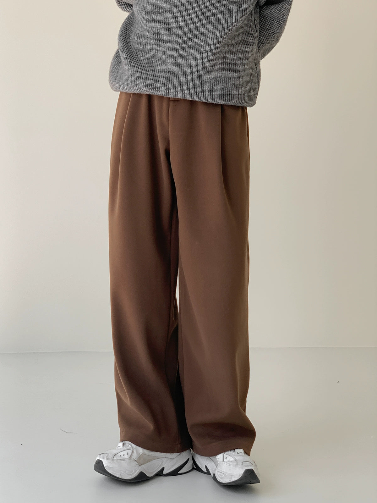 Zhou Elastic Fold Pleats Straight Pants-korean-fashion-Pants-Zhou's Closet-OH Garments