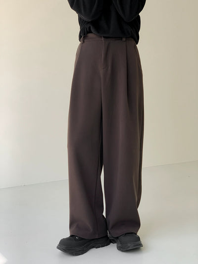 Zhou Elastic Fold Pleats Straight Pants-korean-fashion-Pants-Zhou's Closet-OH Garments