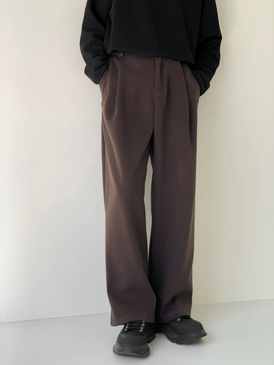 Zhou Elastic Fold Pleats Straight Pants-korean-fashion-Pants-Zhou's Closet-OH Garments