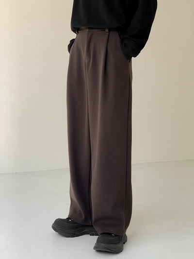 Zhou Elastic Fold Pleats Straight Pants-korean-fashion-Pants-Zhou's Closet-OH Garments