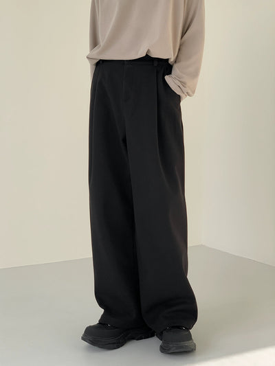 Zhou Elastic Fold Pleats Straight Pants-korean-fashion-Pants-Zhou's Closet-OH Garments