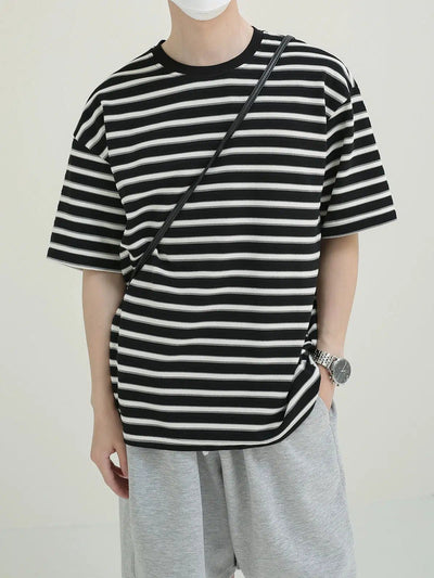 Zhou Elastic Stripes T-Shirt-korean-fashion-T-Shirt-Zhou's Closet-OH Garments