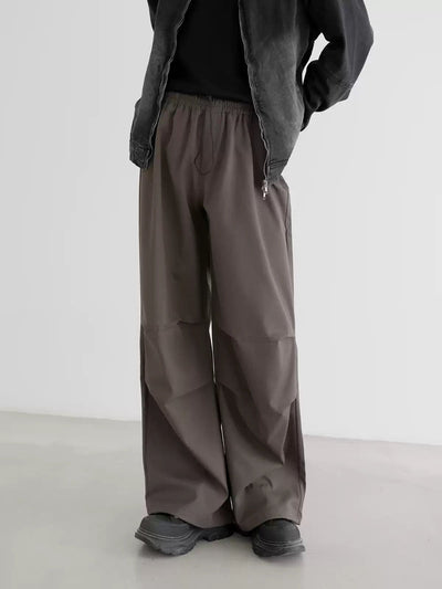 Zhou Elastic Waist Wide Pleats Track Pants-korean-fashion-Pants-Zhou's Closet-OH Garments