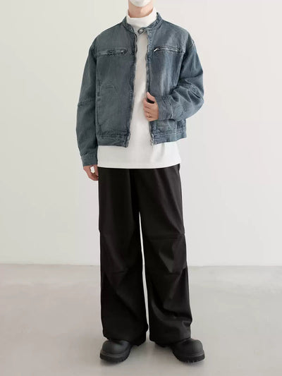 Zhou Elastic Waist Wide Pleats Track Pants-korean-fashion-Pants-Zhou's Closet-OH Garments