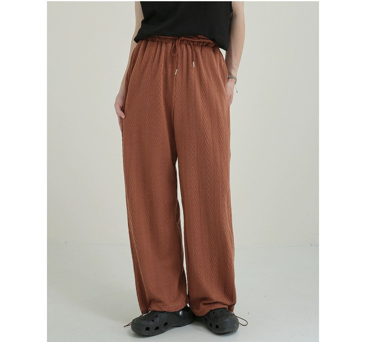 Zhou Embossed Pattern Drapey Pants-korean-fashion-Pants-Zhou's Closet-OH Garments