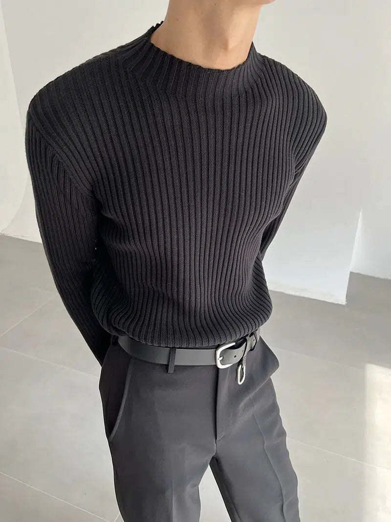 Zhou Essential Ribbed Slim Fit Sweater-korean-fashion-Sweater-Zhou's Closet-OH Garments