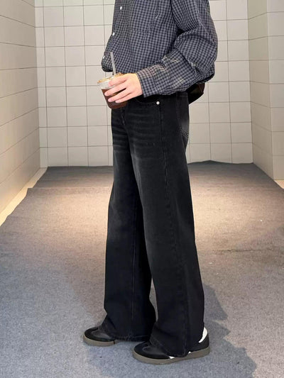 Zhou Faded Effect Straight Leg Jeans-korean-fashion-Jeans-Zhou's Closet-OH Garments