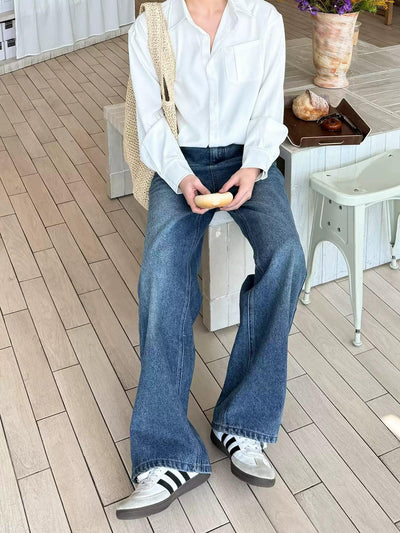 Zhou Faded Effect Straight Leg Jeans-korean-fashion-Jeans-Zhou's Closet-OH Garments