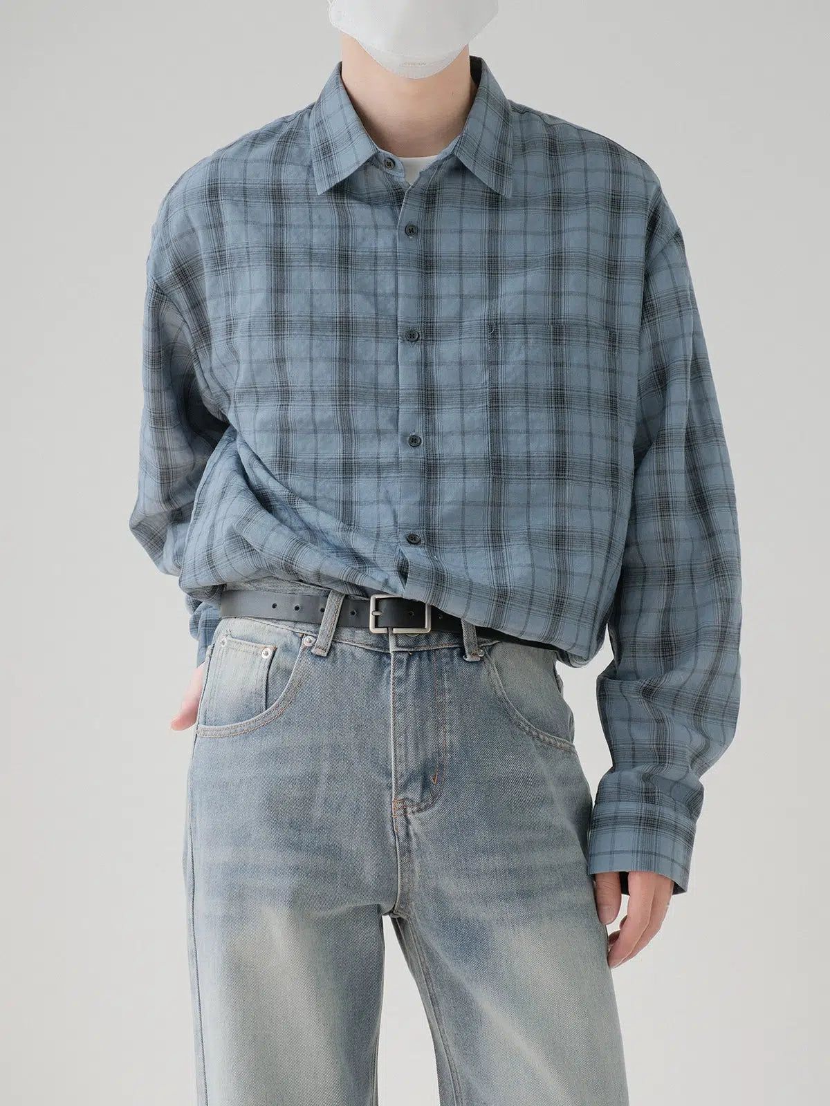 Zhou Faded Plaid Flannel Shirt-korean-fashion-Shirt-Zhou's Closet-OH Garments