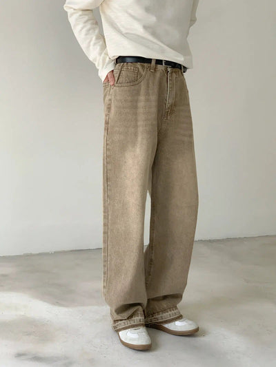 Zhou Faded Raw Edge Wide Jeans-korean-fashion-Jeans-Zhou's Closet-OH Garments